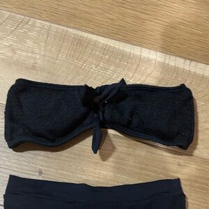 L*Space Black Textured Bandeau Bikini